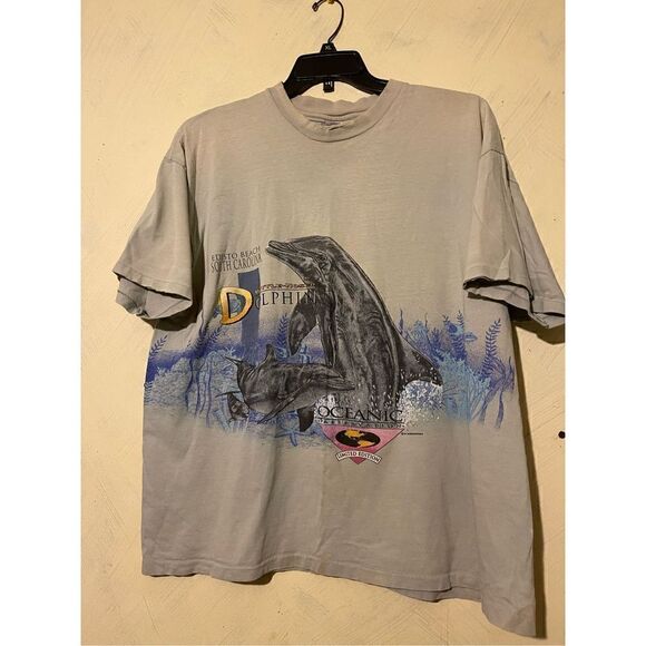 Vintage Bottle-Nosed DOLPHIN Distressed Tshirt EDISTO BEACH SC Limited Edition O - Picture 3 of 12